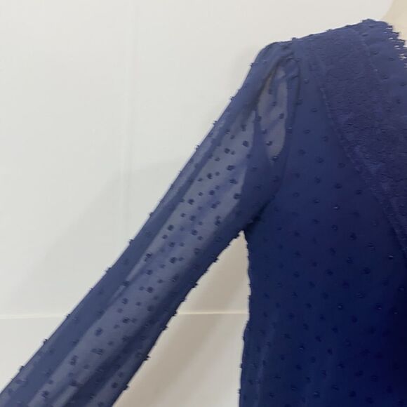 Francescas Navy Embroidered Wrap Crop Top - Picture 2 of 6